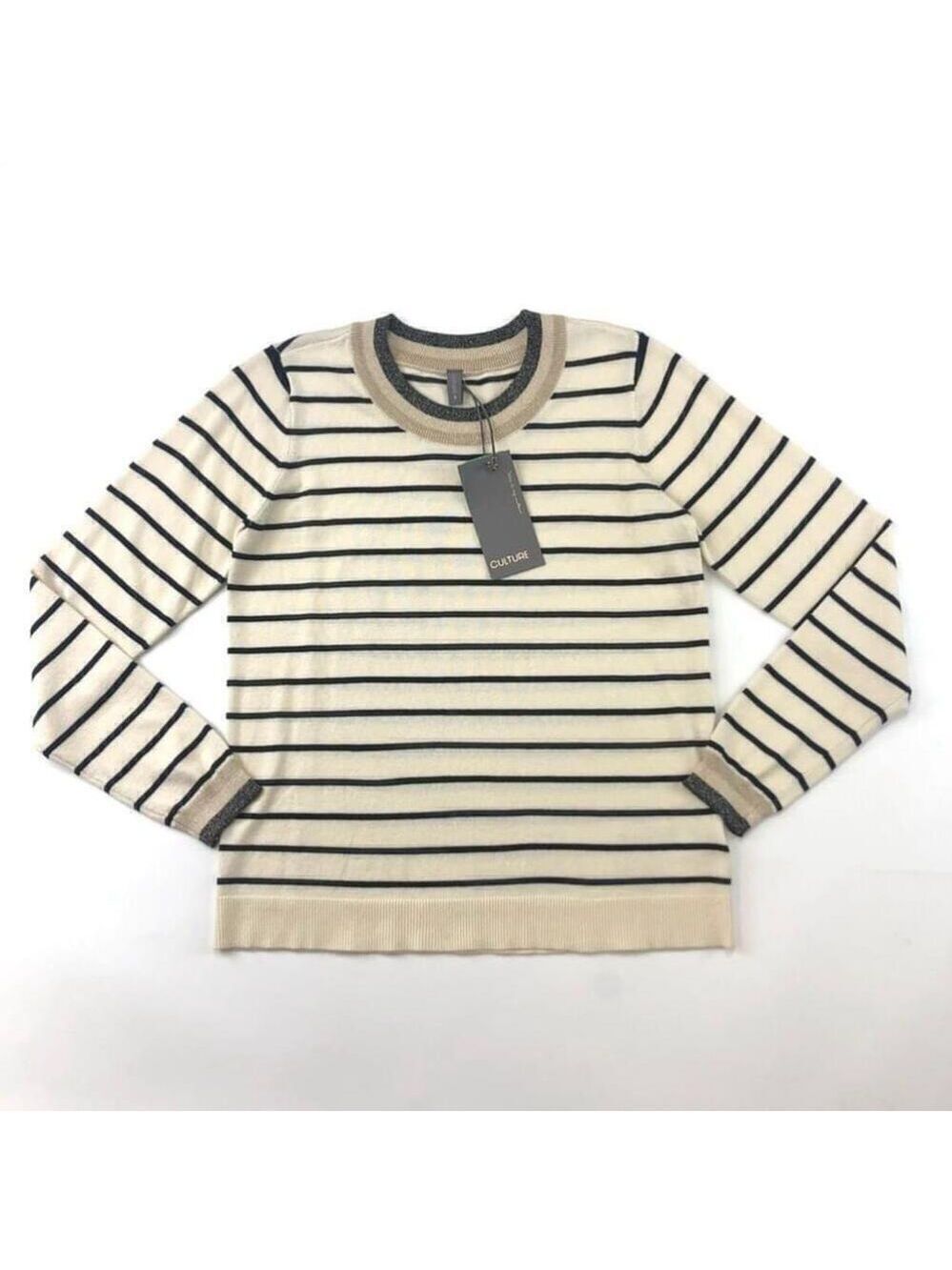 CULTURE cream black Annemarie pullover stripe sweater NEW with tags Medium